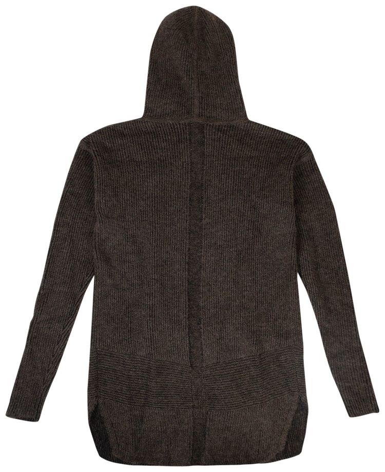 Rick Owens New Wool Hooded Cardigan With Buttons BlackBrown