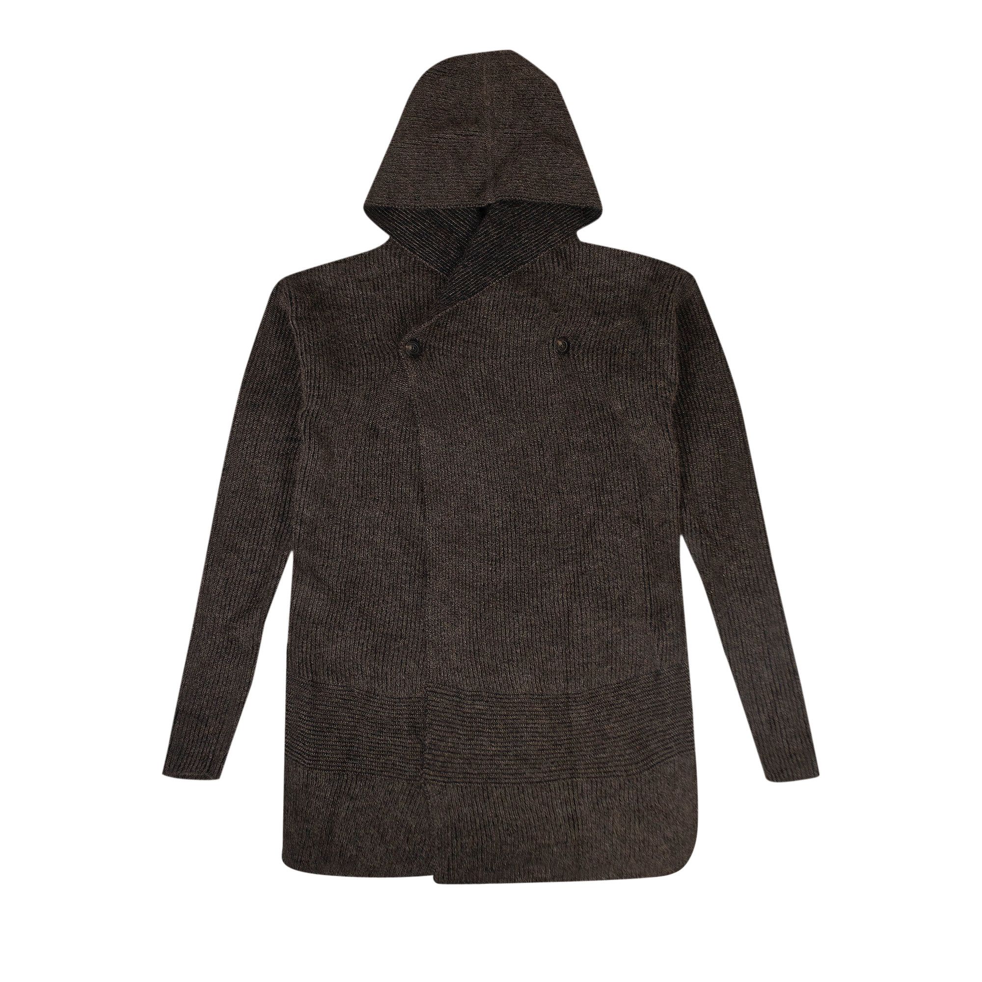 Buy Rick Owens New Wool Hooded Cardigan With Buttons Black Brown
