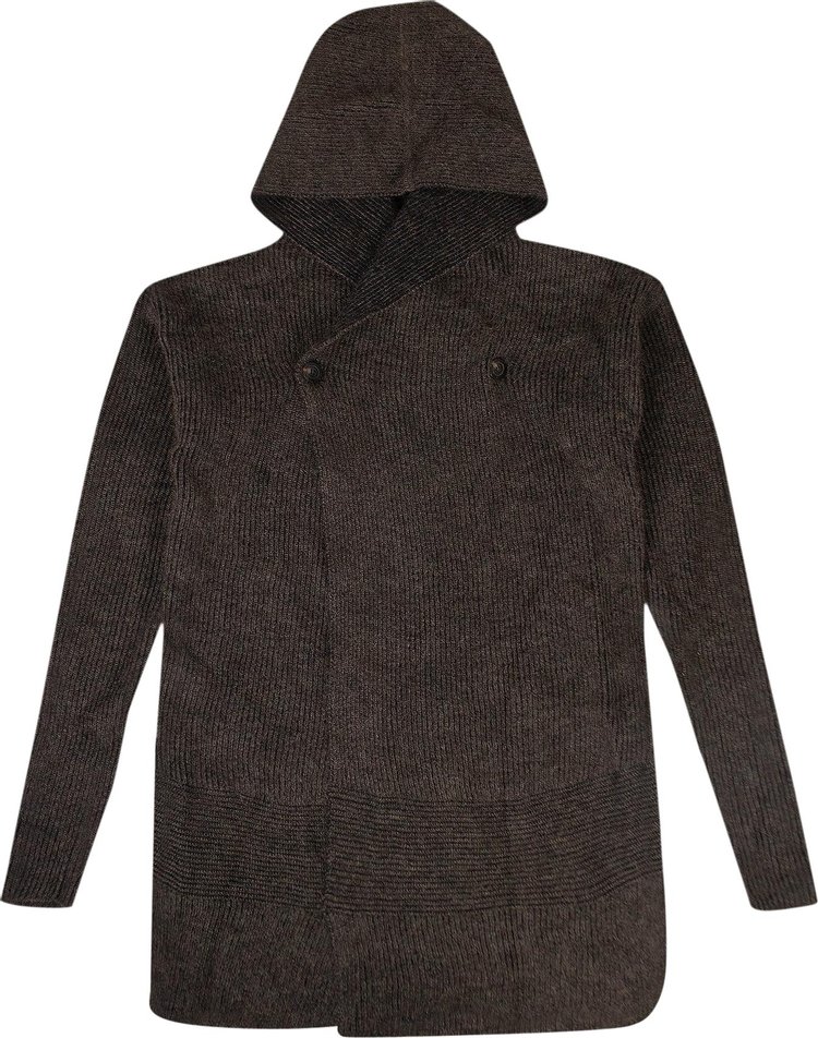 Rick Owens New Wool Hooded Cardigan With Buttons 'Black/Brown'