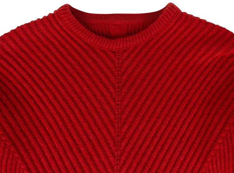 Rick Owens New Wool Fisherman Round Neck Sweater Cardinal Red