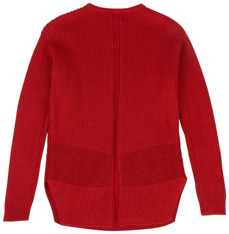 Rick Owens New Wool Fisherman Round Neck Sweater Cardinal Red