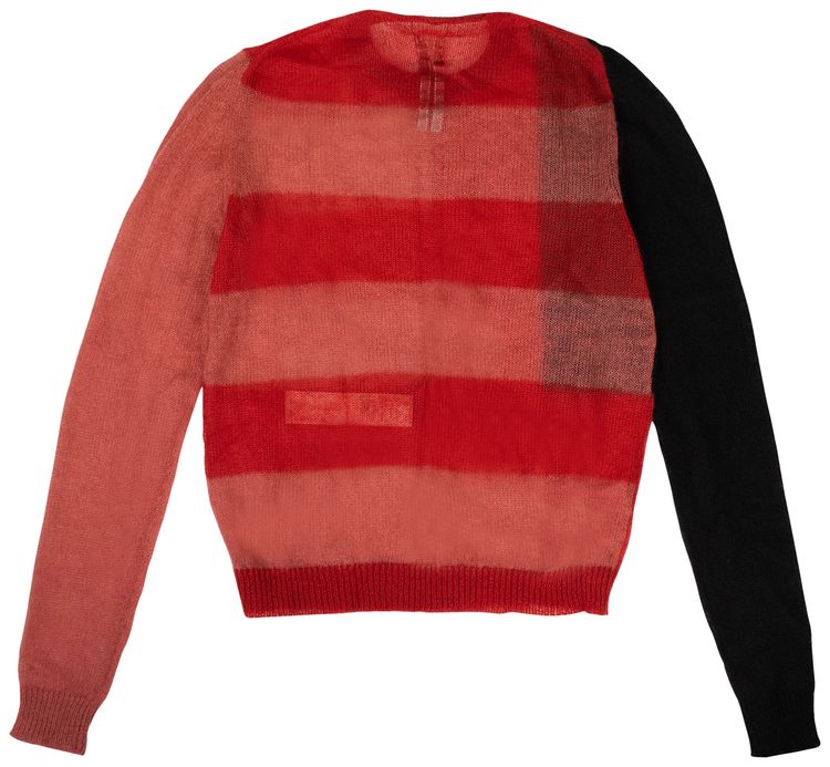 Rick Owens Mohair Cropped Biker Sweater RedPinkBlack