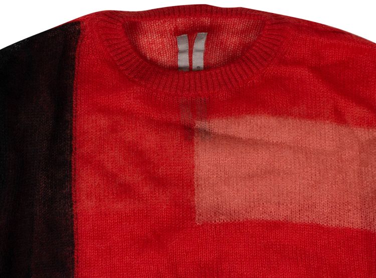 Rick Owens Mohair Cropped Biker Sweater RedPinkBlack