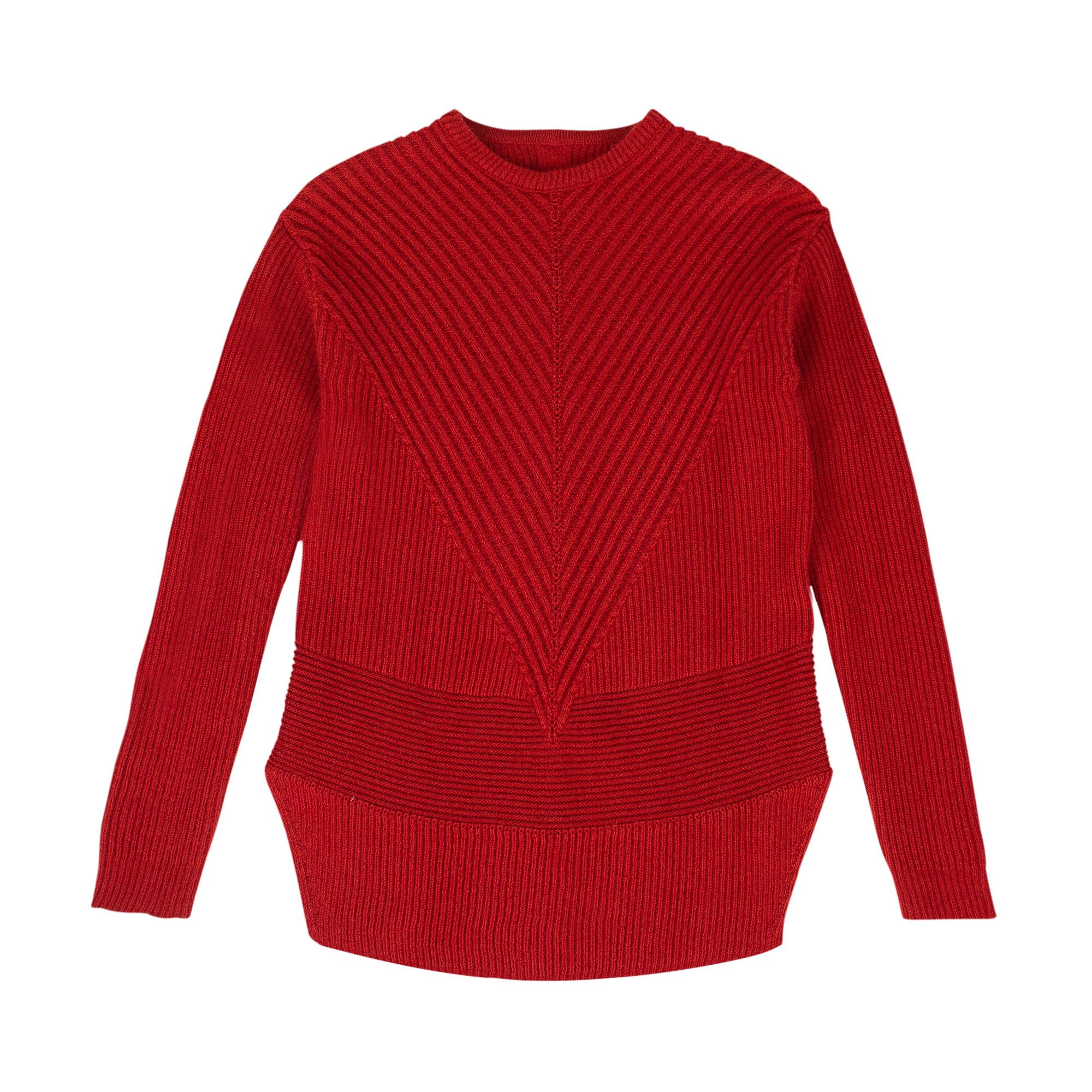 Buy Rick Owens New Wool Fisherman Round Neck Sweater 'Cardinal Red