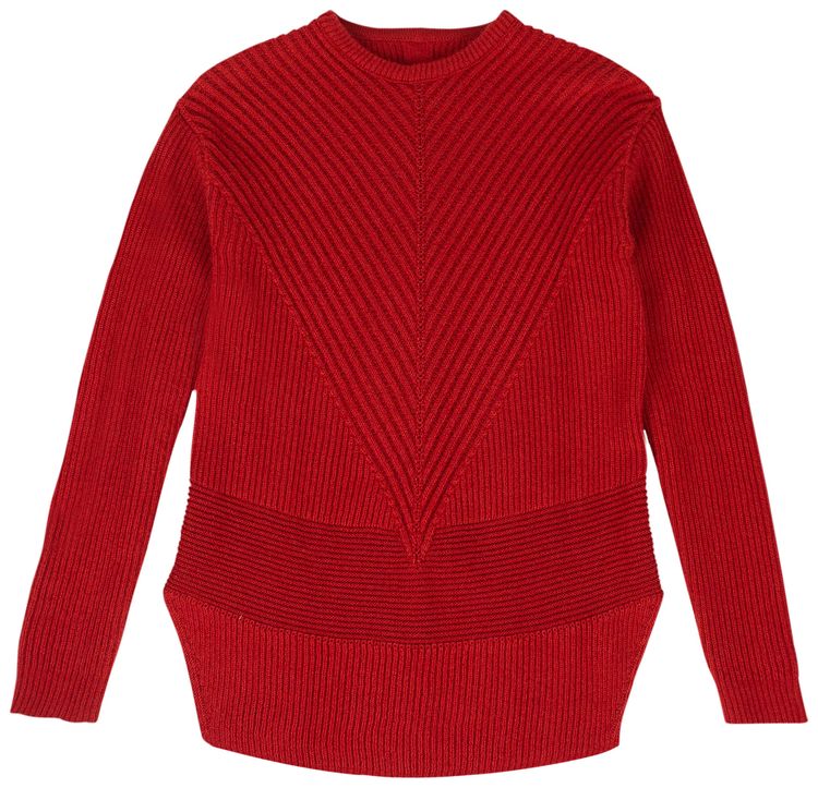 Rick Owens New Wool Fisherman Round Neck Sweater Cardinal Red