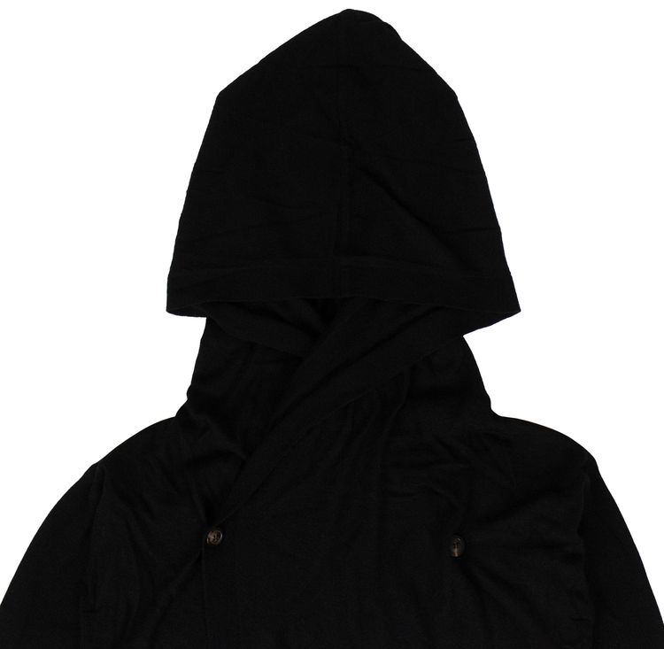 Rick Owens Cashmere Hooded Cardigan With Button Closure Black
