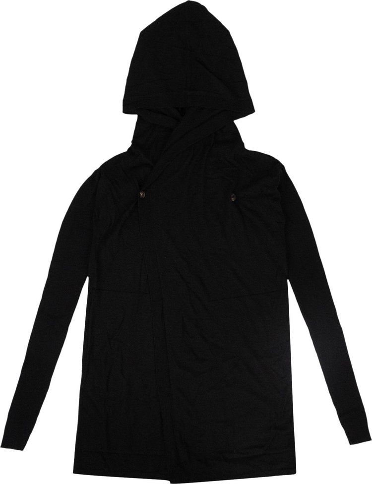 Rick Owens Cashmere Hooded Cardigan With Button Closure 'Black'