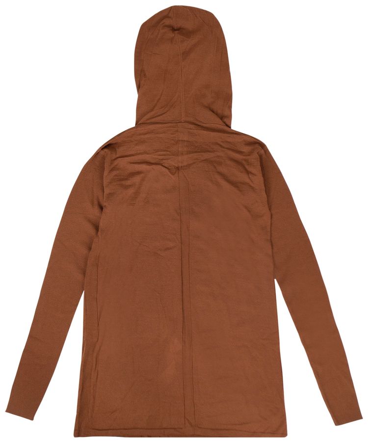 Rick Owens New Wool Hooded Cardigan With Button Closure Rust