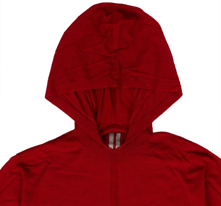 Rick Owens Lana Vergine Knit Hooded Sweater Red