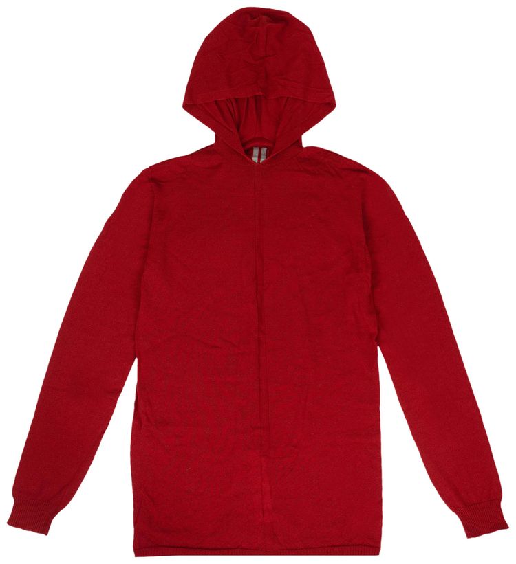 Rick Owens Lana Vergine Knit Hooded Sweater Red