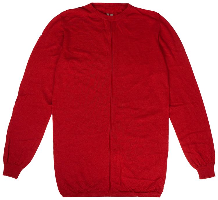 Rick Owens Cashmere Knit Crew Neck Sweater Cardinal Red