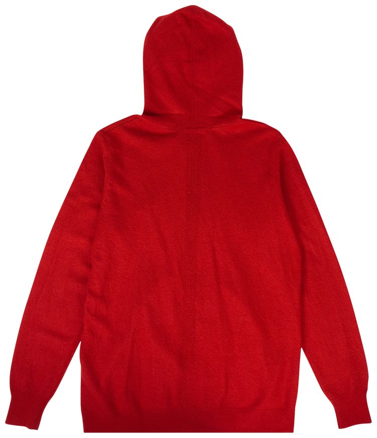 Rick Owens Cashmere Zip Up Hoodie Cardinal Red