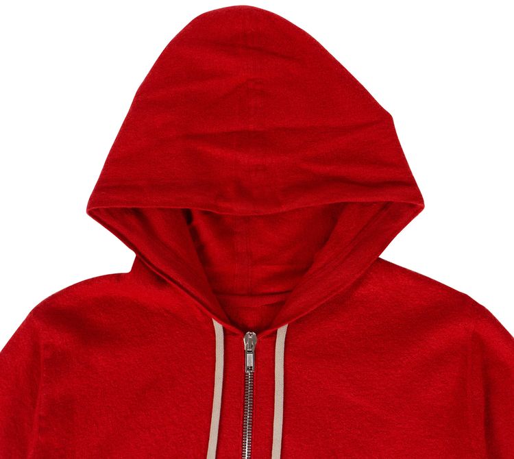 Rick Owens Cashmere Zip Up Hoodie Cardinal Red