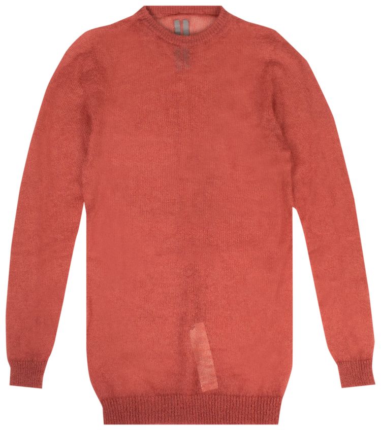 Rick Owens Mohair Long Sleeve Round Neck Sweater Burnt Pink