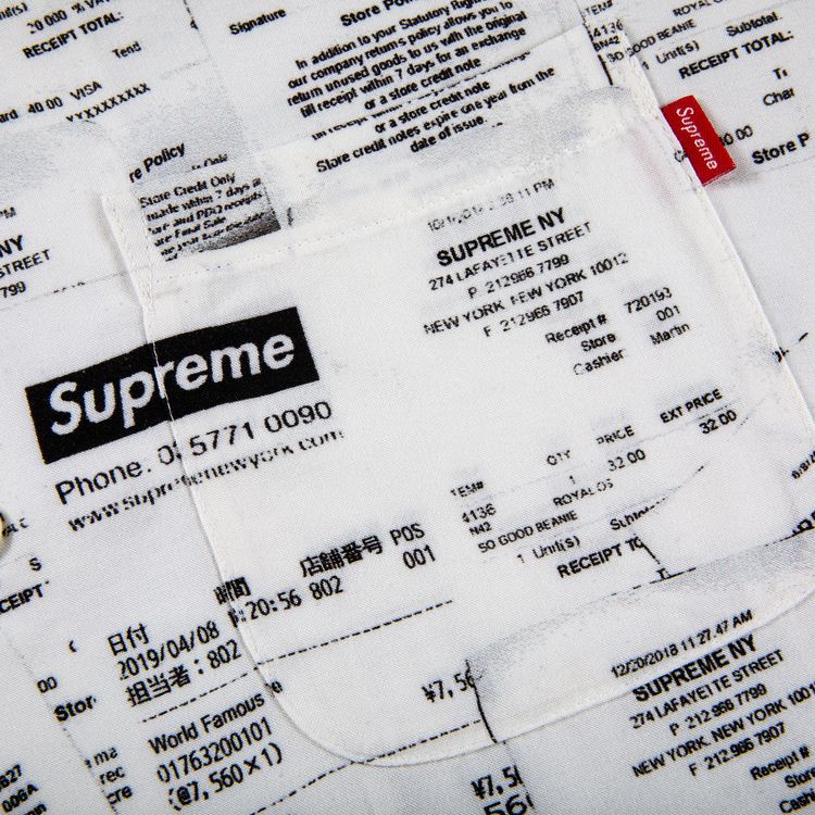 Supreme Receipts Rayon Short Sleeve Shirt White