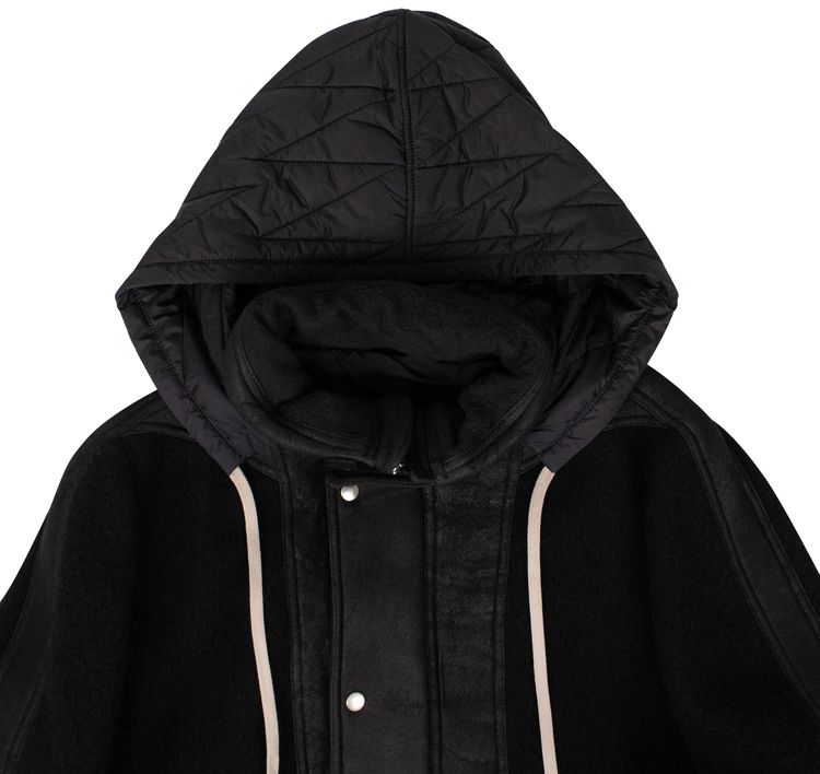 Rick Owens Wool Dustulator Hooded Jacket Black