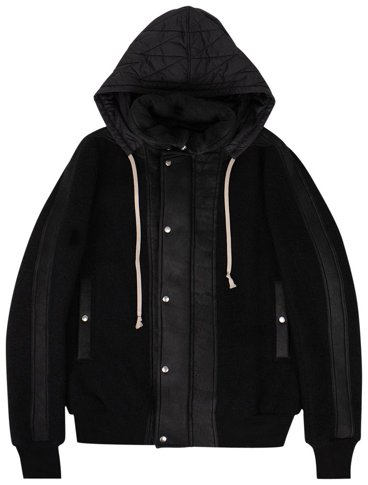 Rick Owens Wool Dustulator Hooded Jacket Black