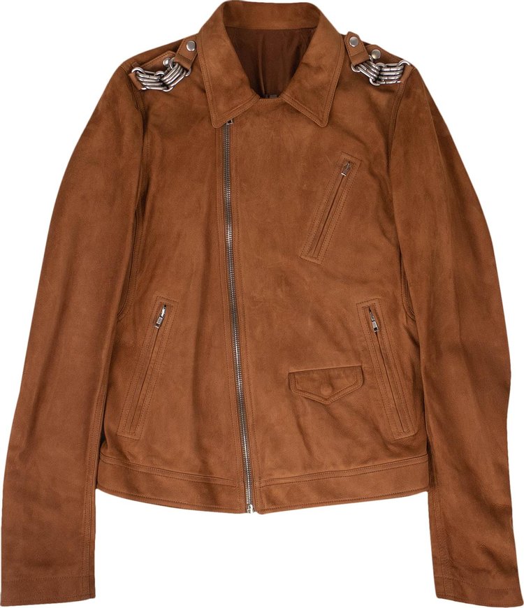 Rick Owens Leather Chain Shoulder Tabs Jacket 'Rust'