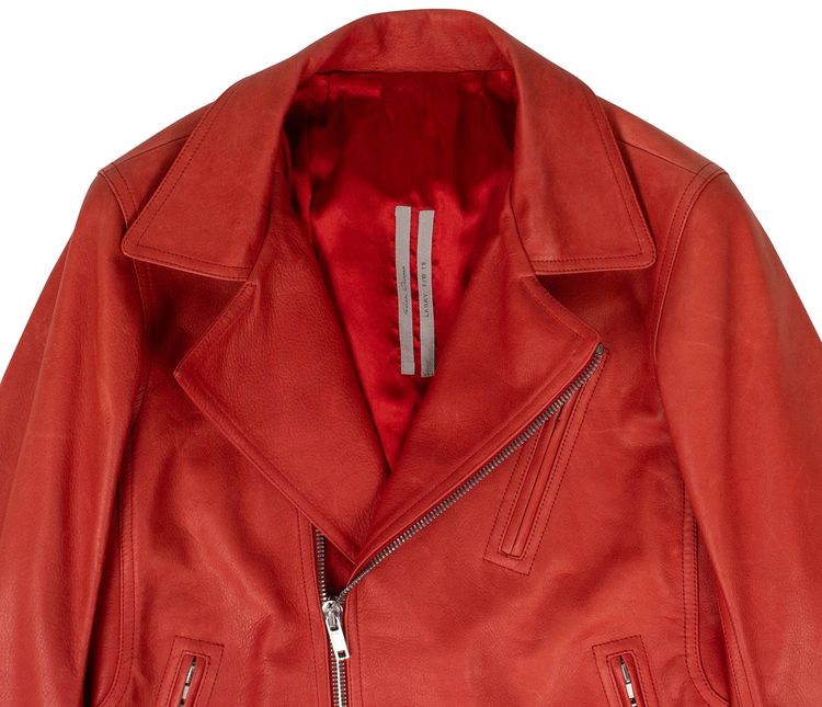 Rick Owens Leather Stooges Biker Jacket Cardinal Red