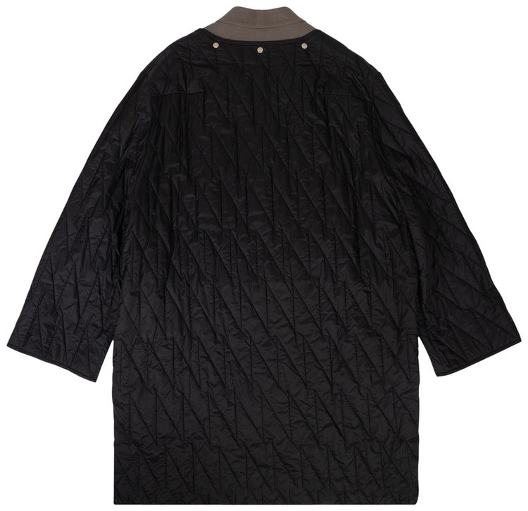 Rick Owens Quilted Contrasting Panel Parka Liner Coat Black