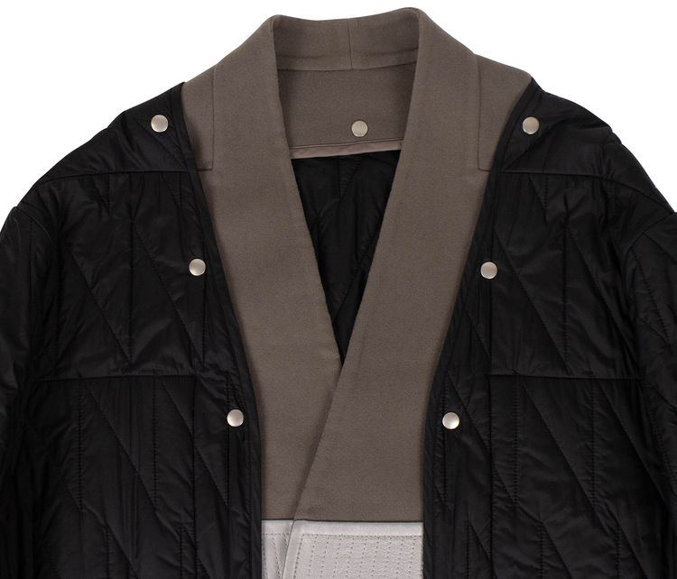 Rick Owens Quilted Contrasting Panel Parka Liner Coat Black