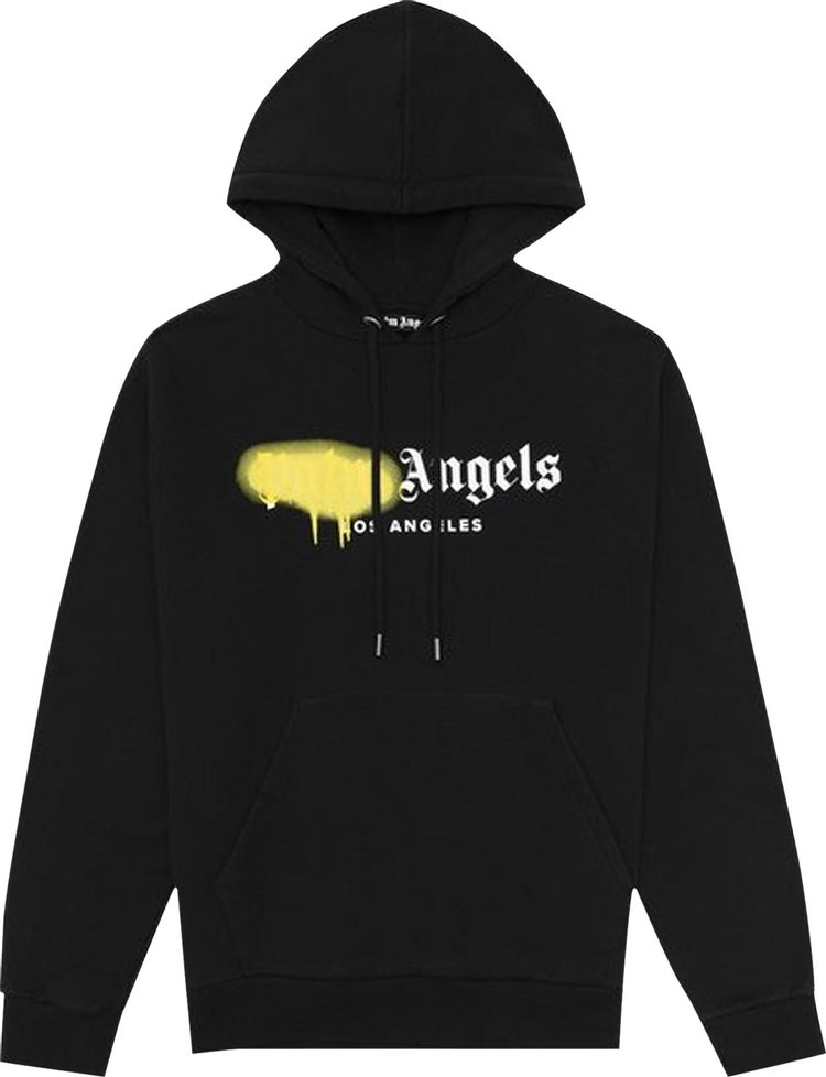 Palm Angels Los Angeles Sprayed Logo Hoodie 'Black/Yellow'