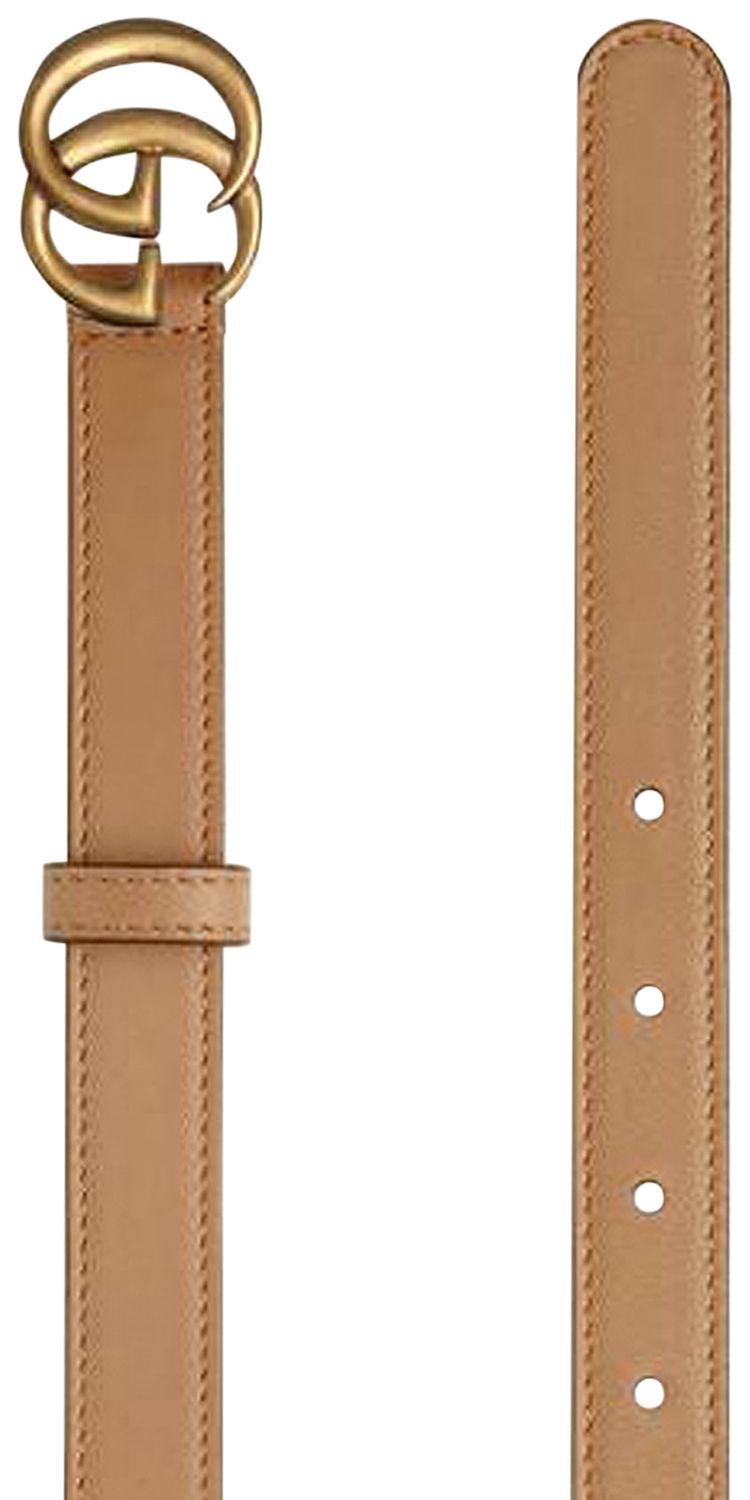 Gucci Thin Belt With Double G Buckle Natural