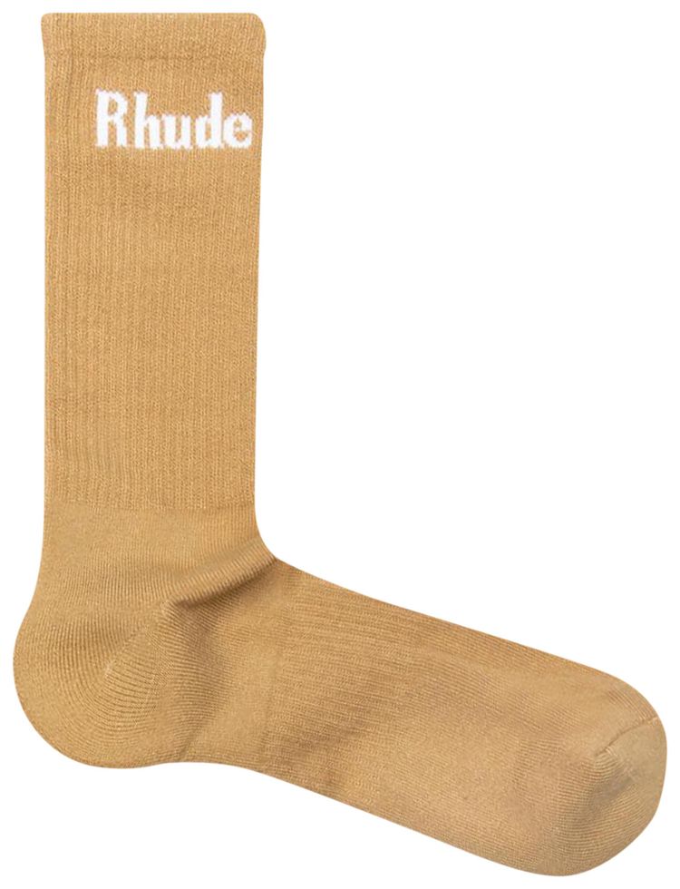 Rhude Solid Logo Sock Sand