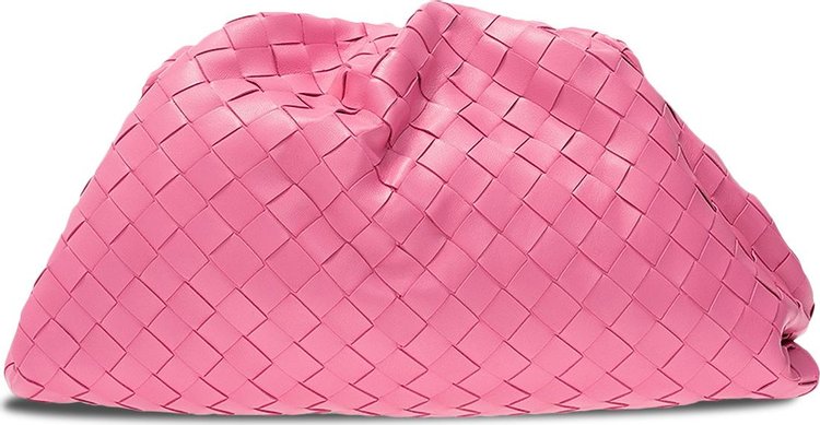 Bottega Veneta The Pouch Soft Oversize Clutch In Woven Leather 'Pink/Silver'