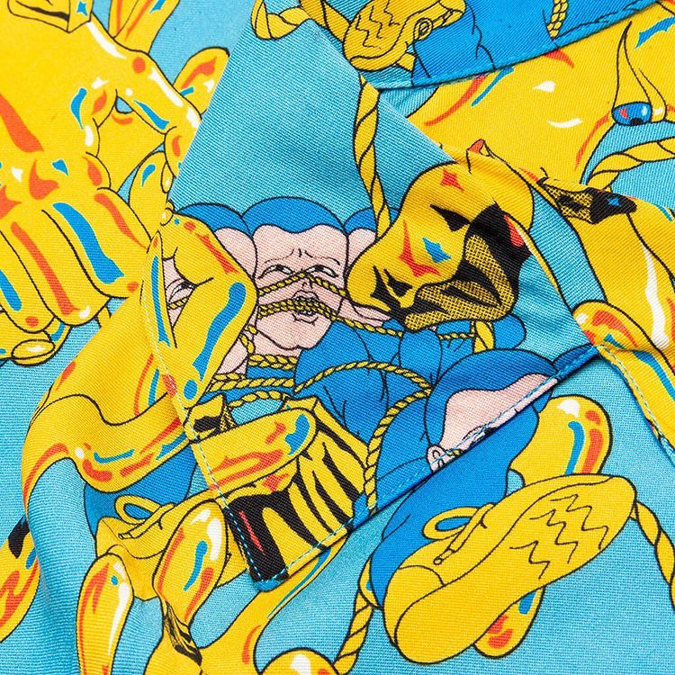 Brain Dead Jonny Negron Bondage Printed Short Sleeve Hawaiian Shirt Blue