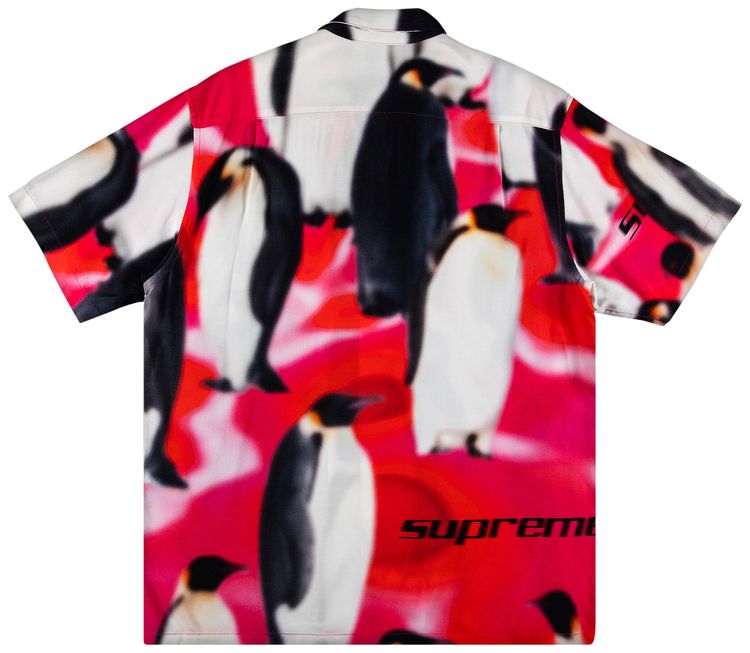 Supreme Penguins Rayon Short Sleeve Shirt Pink