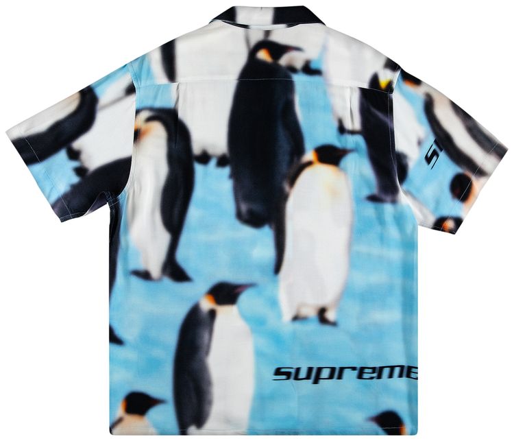 Supreme Penguins Rayon Short Sleeve Shirt Blue