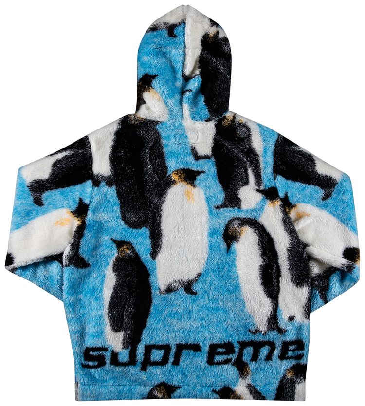 Supreme Penguins Hooded Fleece Jacket Blue
