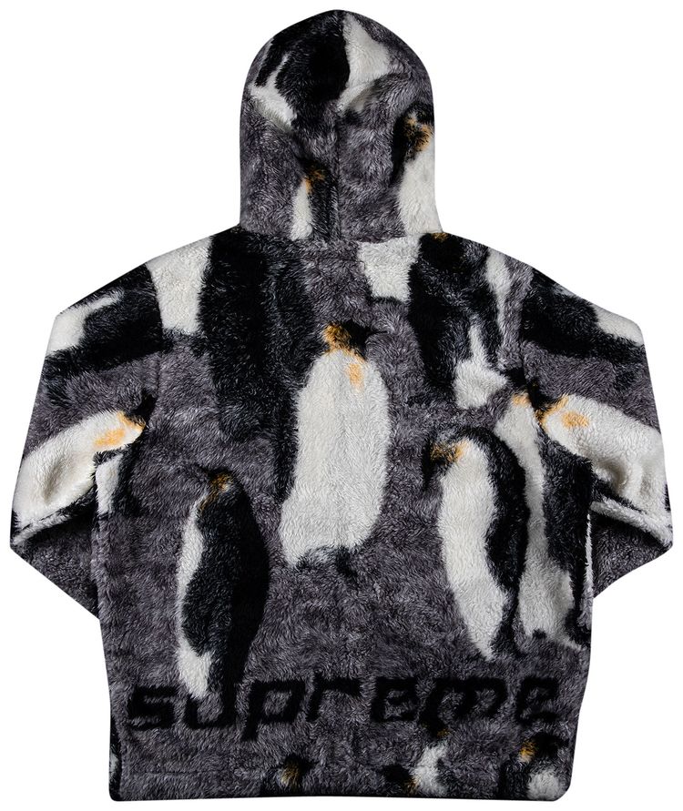 Supreme Penguins Hooded Fleece Jacket Black