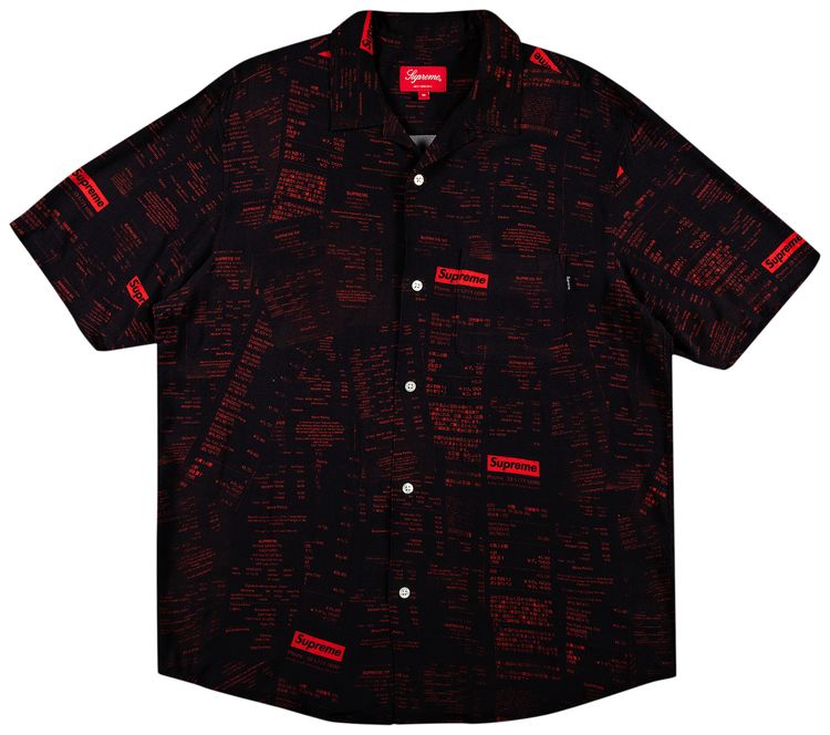 Supreme Receipts Rayon Short Sleeve Shirt Black