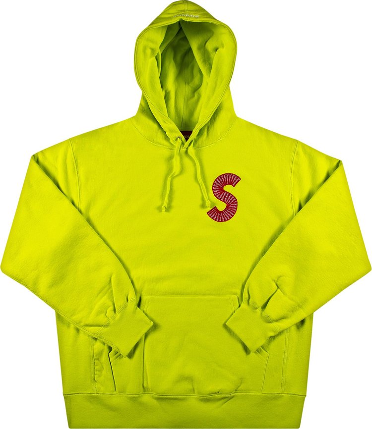 Supreme S Logo Hooded Sweatshirt Acid Green