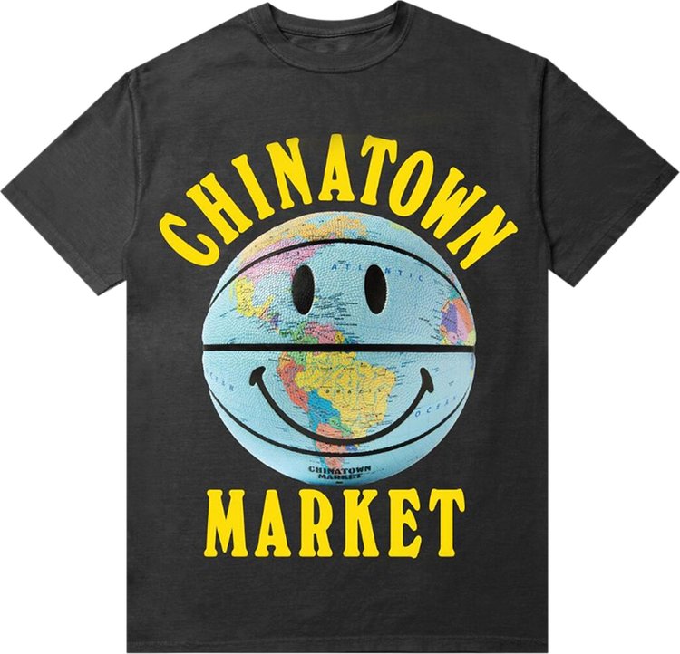 Chinatown Market Smiley Globe Ball T-Shirt 'Black'