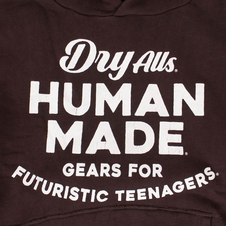 Human Made Logo Hooded Sweatshirt Brown