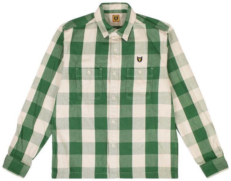 Human Made Flannel Checkered Button Down Shirt Green