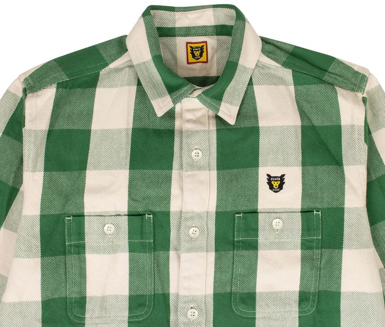 Human Made Flannel Checkered Button Down Shirt Green