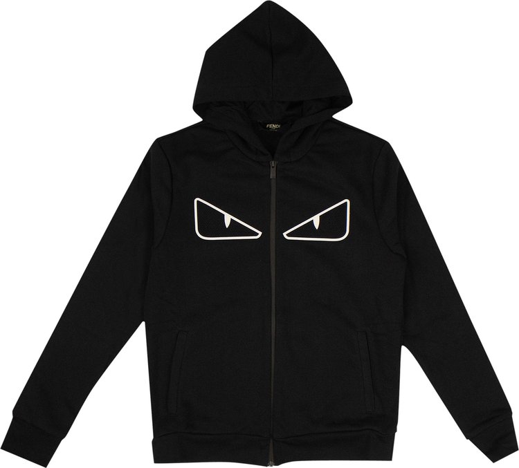 Fendi Bug Eyes Zip Up Hooded Sweatshirt 'Black'