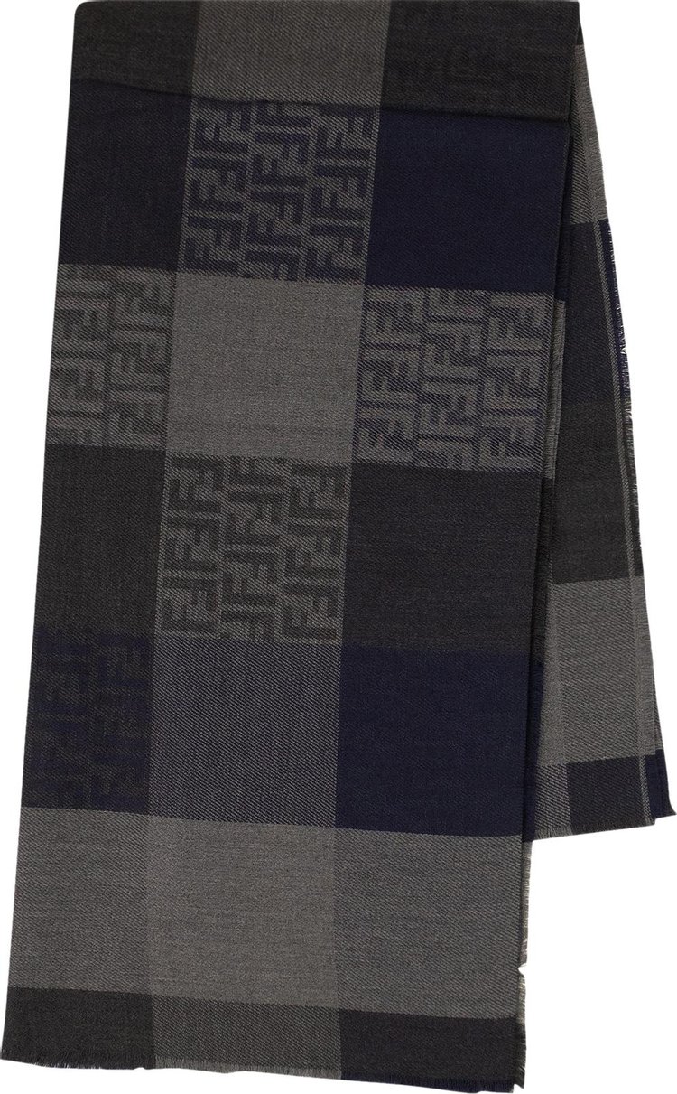 Fendi Jacquard Logo Zucca Pattern Shawl 'Grey/Blue'
