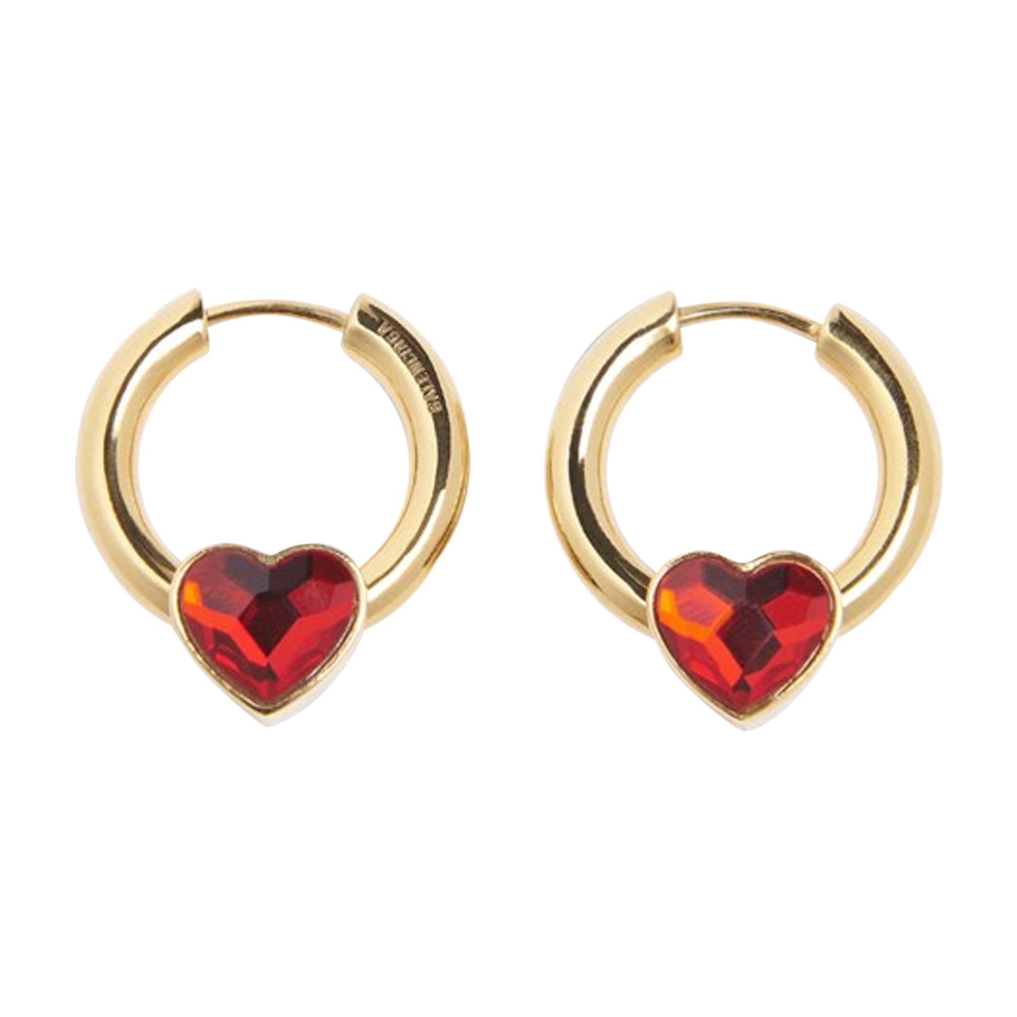 Buy Balenciaga Force Heart Earrings 'Shiny Gold/Red' - 644531 