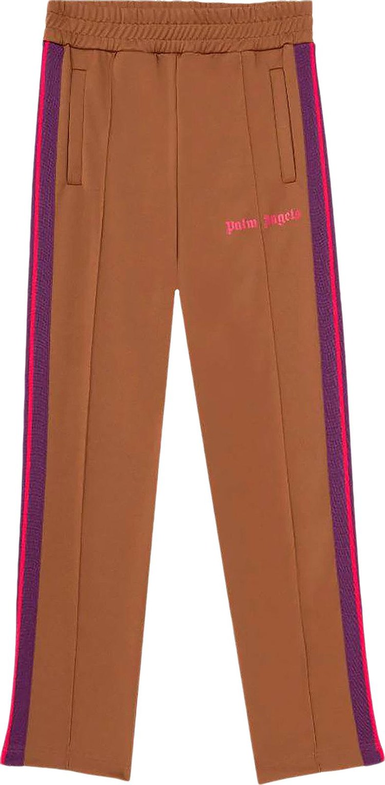 Palm Angels College Slim Track Trousers 'Brown Magenta'