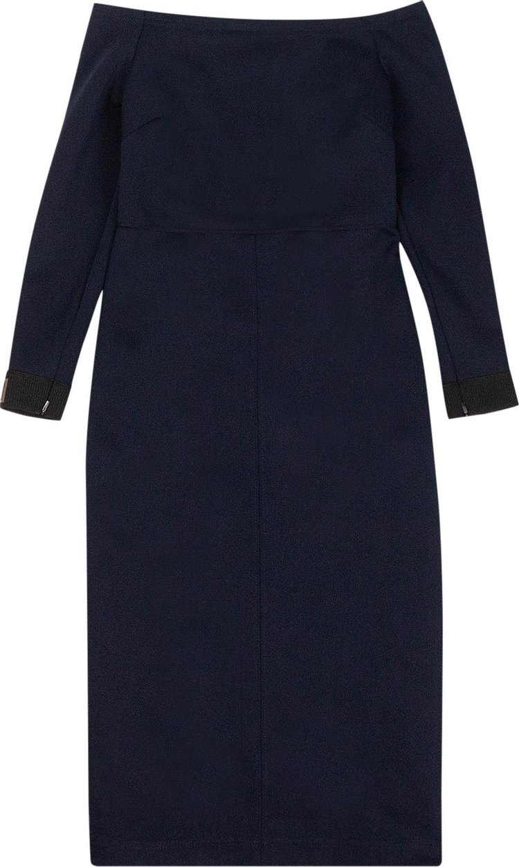 Fendi Jersey Logo Off-The-Shoulder Midi Dress 'Blue'