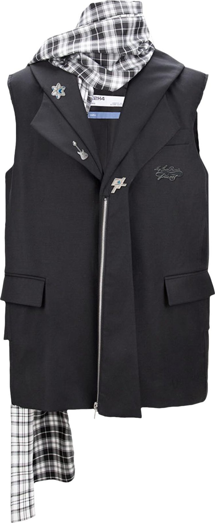 C2H4 Alternate Scarf Variant Tailored Sleeveless Jacket 'Solemn Black'