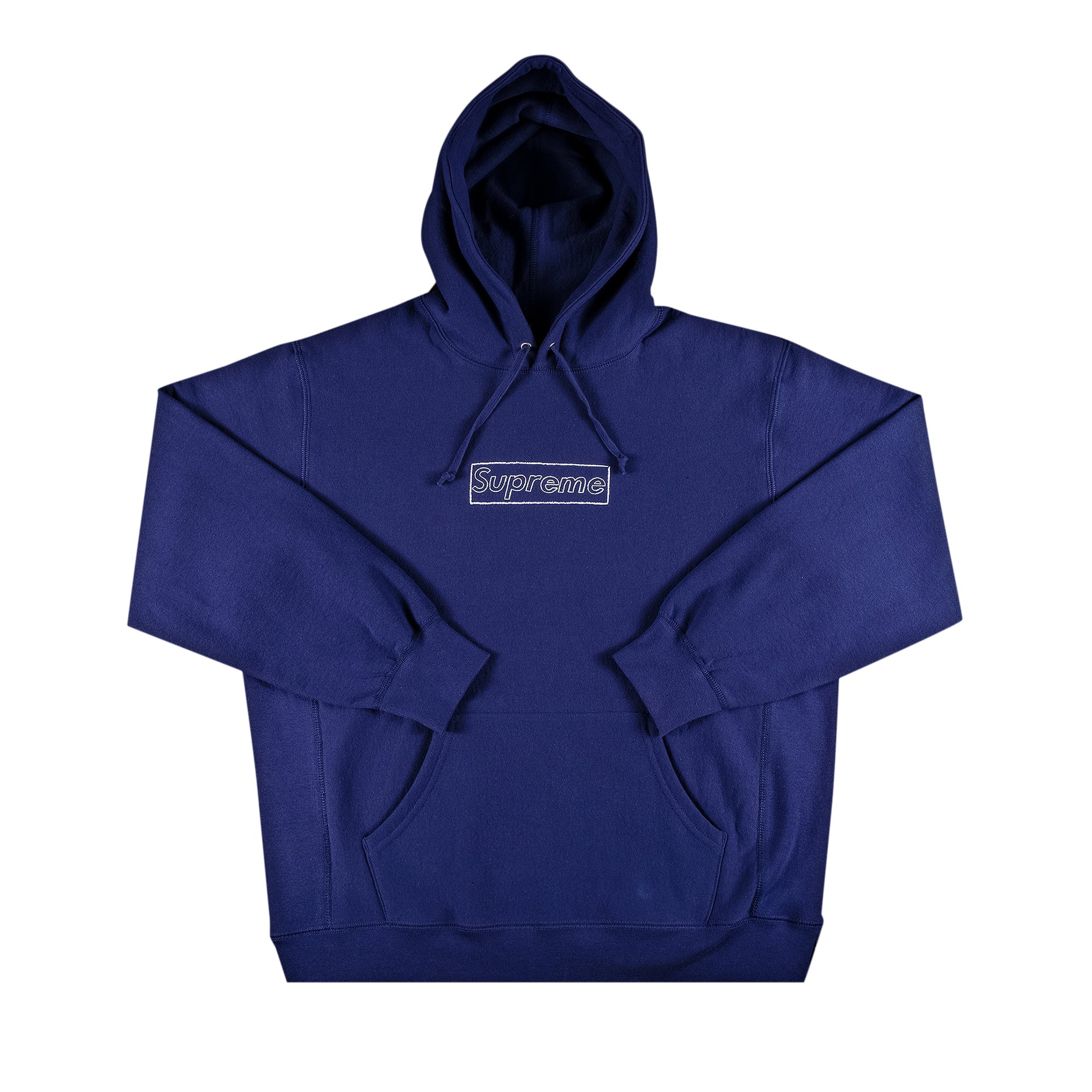 Supreme x KAWS Chalk Logo Hooded Sweatshirt 'Washed Navy' | GOAT