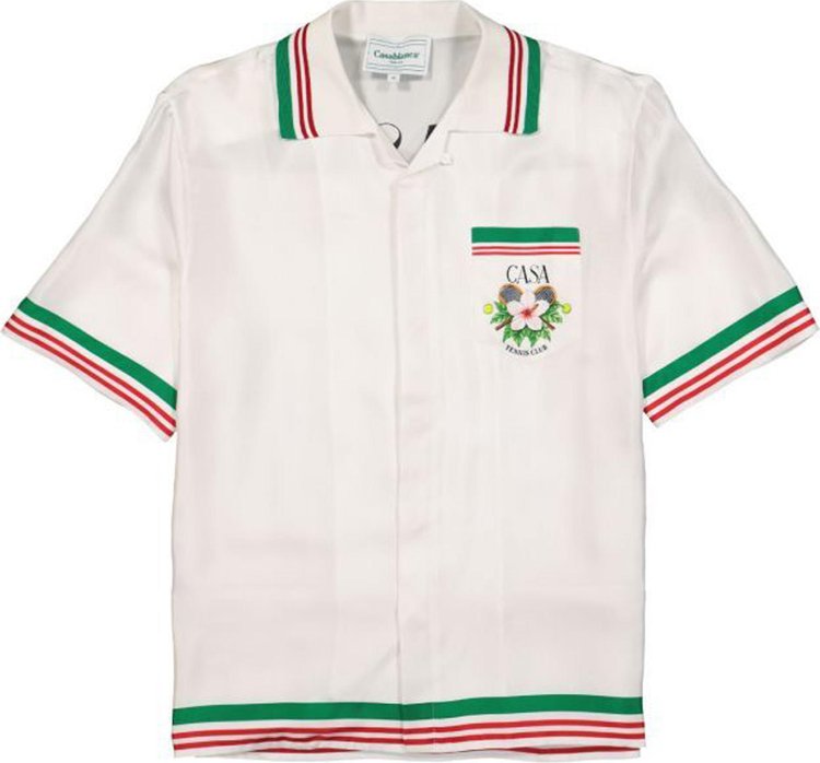 Casablanca Printed Silk Shirt With Knit Collar 'Casa Tennis Club'