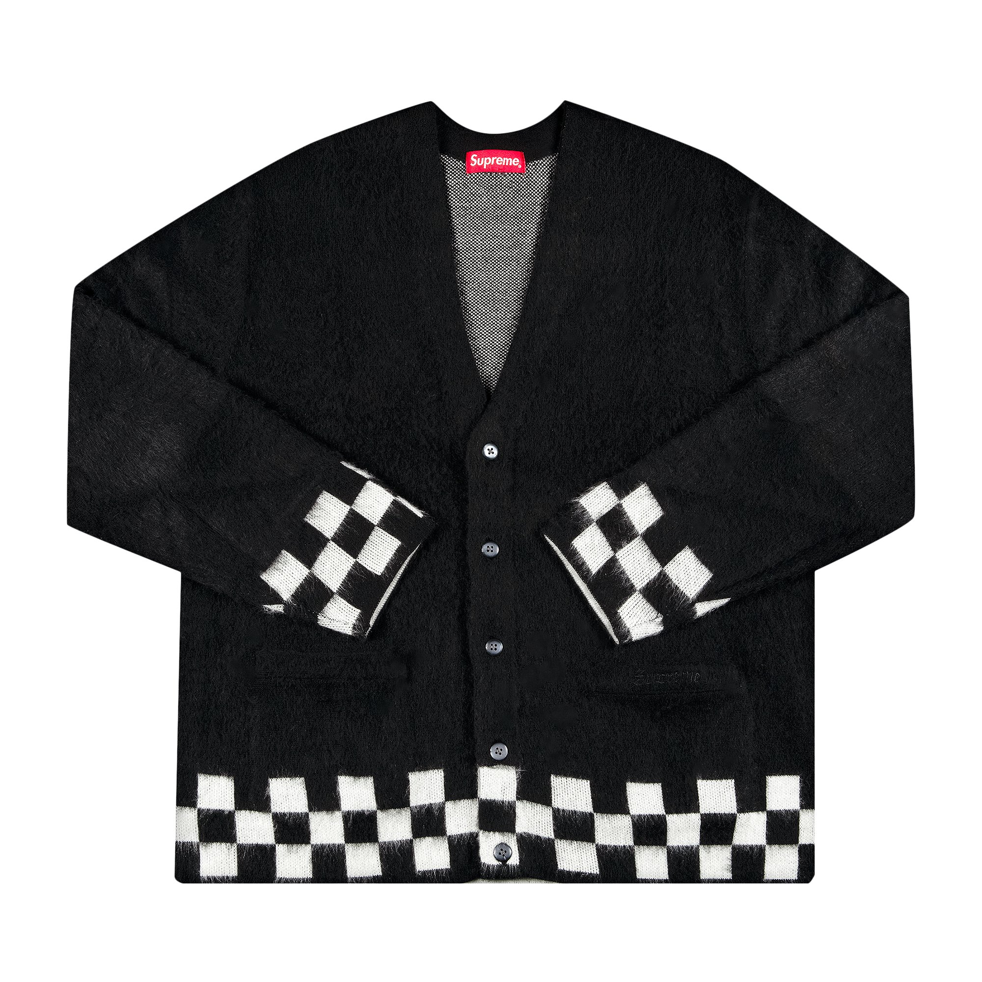 Supreme Brushed Checkerboard Cardigan 'Black' | GOAT