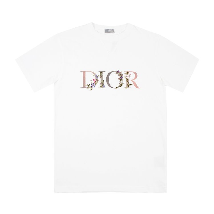 Dior Flowers Embroidered T-Shirt 'White'